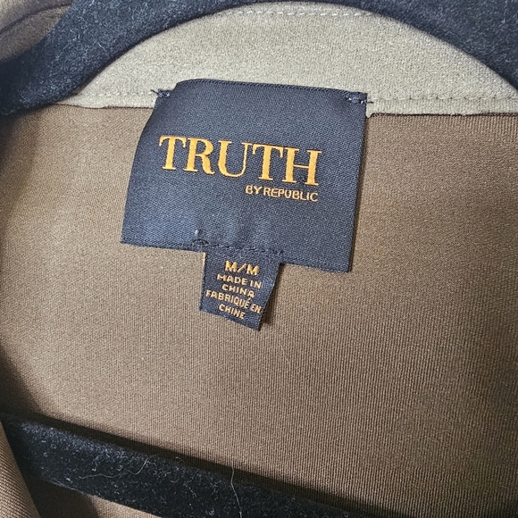 Truth by Republic Jacket Womens Medium Olive Green Faux Suede Short Snap Up FALL - Picture 4 of 9